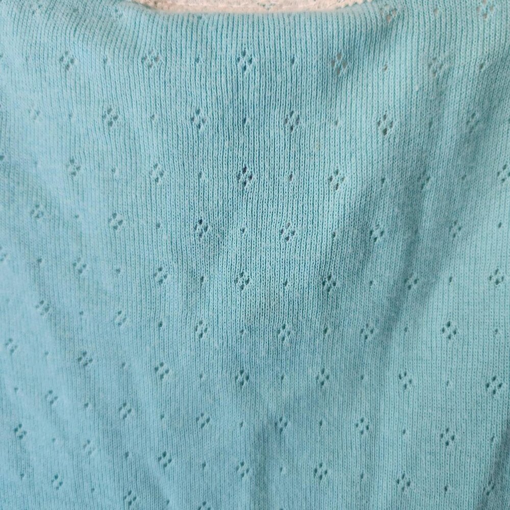 Covington pastel blue & white lace trim top Women Sz S y2k fairy core cottage - Picture 8 of 8